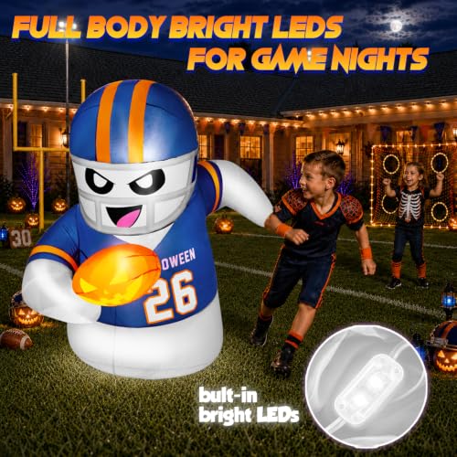 5FT Halloween Inflatable Ghost with Football and LED Lights - Outdoor Yard Decor