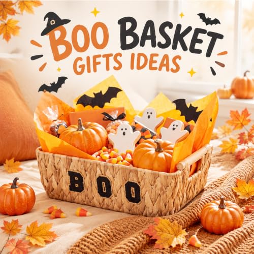 Halloween Boo Basket Water Hyacinth Woven Trick-or-Treat Trapezoid