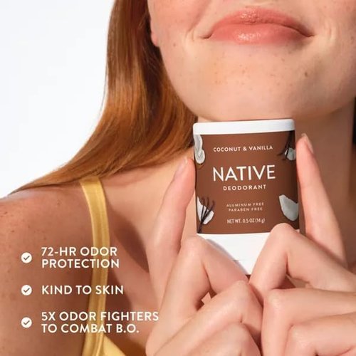Native Deodorant - Aluminum Free Coconut & Vanilla Scent | Travel Size 0.5oz (Pack of 4)