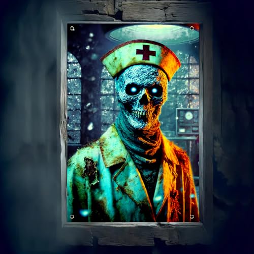 Halloween Zombie Nurse Window Cover Decoration 31x47 Inch Spooky Fall Decor