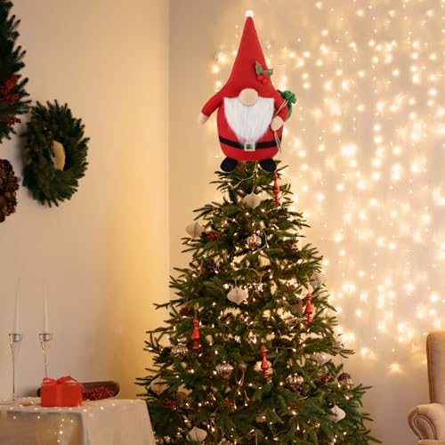 Christmas Tree Topper Gnome Decoration - Handcrafted Holiday Ornament