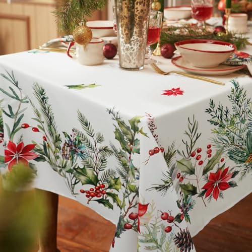 Christmas Tablecloth Rectangle Waterproof Spill-Proof 60 x 102 Inches - Festive Holiday Design