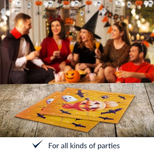 Funny Halloween Luncheon Napkins - 6.5x6.5 in, 50 Pack, Colorful Fall Decor