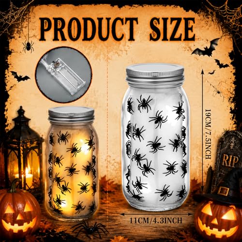Halloween Spider Table Light - Battery Operated Glass Decor Lamp