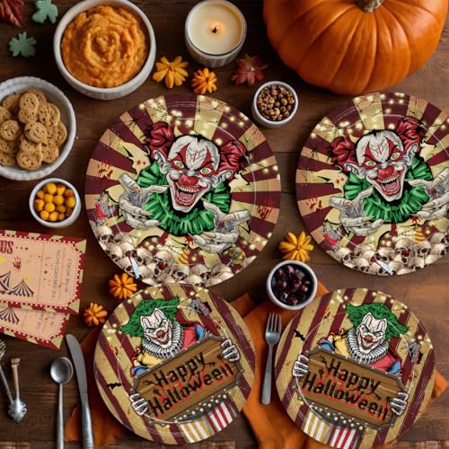 Halloween Evil Circus Disposable Party Tableware Set for Kids - Serves 24 - Variation of THIS listing