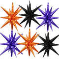 Black Orange Purple Star Explosion Balloons Set - 27 Inch Foil Party Decorations