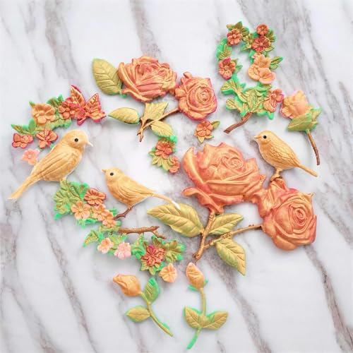 Silicone Fondant Mold 3 Pack - Rose, Bird & Butterfly Stems for Cake Decoration