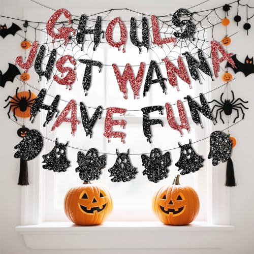 Halloween Witch Party Decorations Banner & Hanging Swirls Set