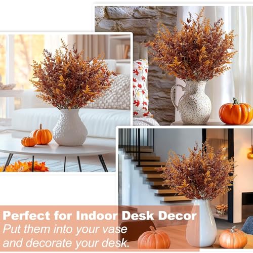 Brown Artificial Fall Flowers Bundles for Outdoor Decorations - 20 Pack