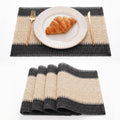 Black Paper Woven Stripe Placemats Set of 4 - 12x18 Inch