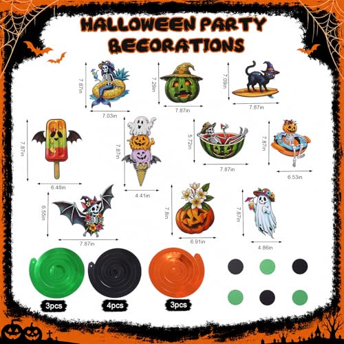 Summer Halloween Banner Decorations Set with Honeycomb Balls & Tropical Charms