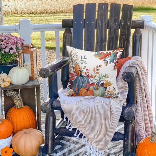 Dark Blue Fall Waterproof Outdoor Pillow Covers 20x20 Set of 2