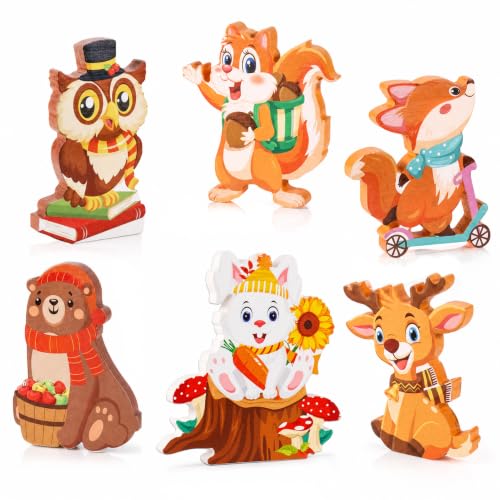 Fall Wooden Animal Decorations Set - Woodland Critters for Autumn Decor