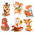 Fall Wooden Animal Decorations Set - Woodland Critters for Autumn Decor
