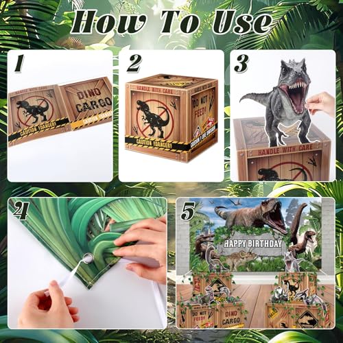 Dinosaur Party Decorations Set with Backdrop Banner and Table Centerpieces