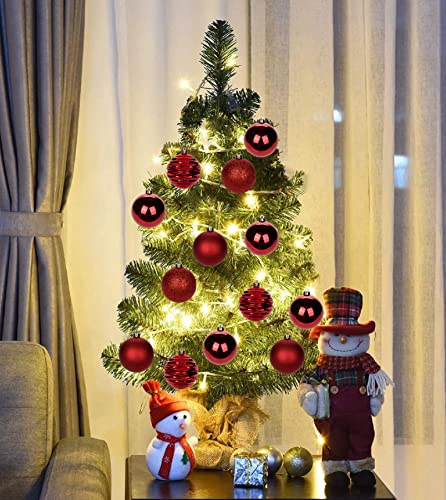 Christmas Ball Ornaments Set - Red 3.15 Inch Shatterproof Holiday Tree Decorations (12 pcs) with Hanging Loops