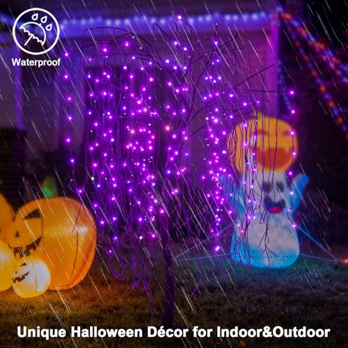 Halloween Willow Tree with Spiders - 7 Feet Purple LED Indoor Outdoor Decor