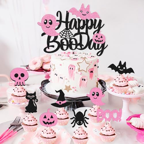 Halloween Cake Decorations Set with Ghost Pumpkin Skull Spider Bats Cupcake Toppers