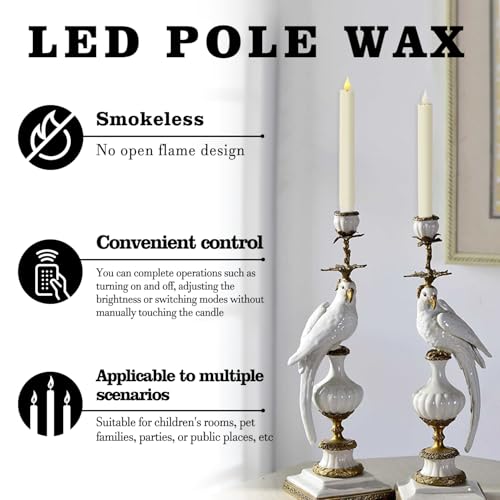 Ivory Flameless Taper Candles with Remote - Set of 24, 9.6 Inches Safe Battery Operated Decor