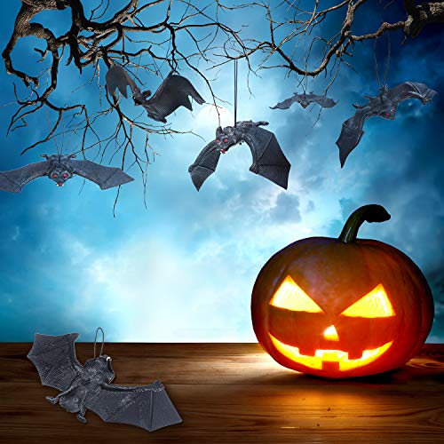 Halloween Hanging Bat Decorations - Realistic Rubber Bat Set for Party & Spooky Decor