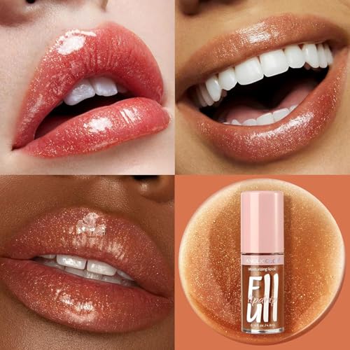 Anglicolor 2PC Lip Oil & Metallic Glitter Pink Lipstick - Gaia+15