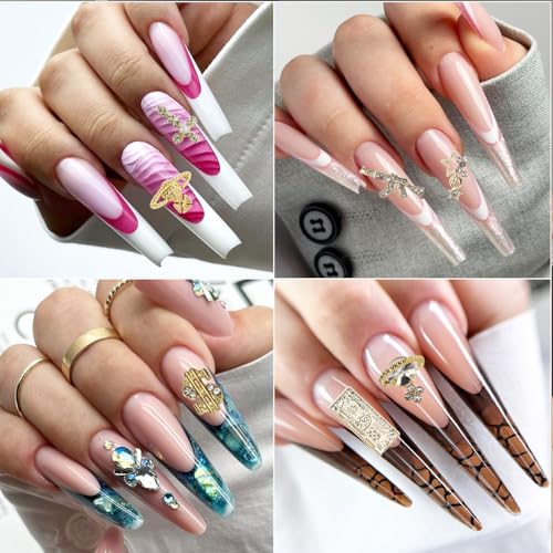 Gold Sliver 42PCS 3D Dollar Nail Charms for Manicure & Nail Art