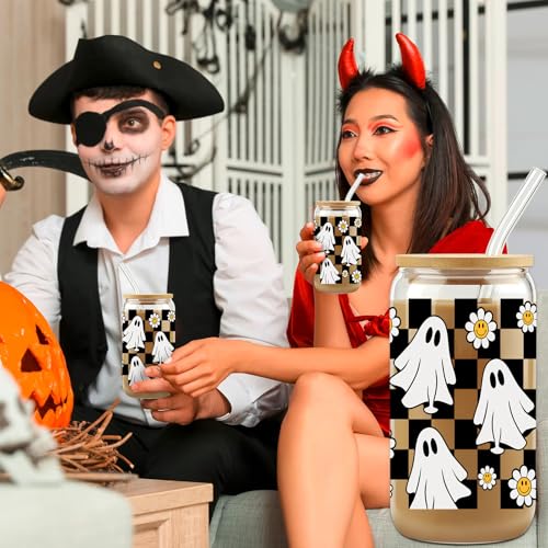 Halloween Ghost Cup Spooky Mug 16 oz Tumbler Glass - Variation: Spooky