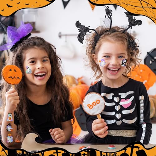 Halloween Ghost Glitter Temporary Tattoos - 120 Pcs Kids Halloween Party Stickers - Variation: Ghost Style