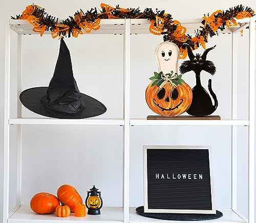 Halloween Wooden Signs Indoor Decor - Pumpkin Ghost Rustic Farmhouse Table Signs