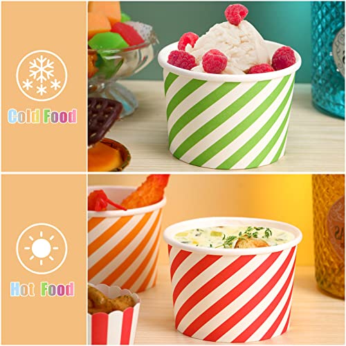 8 Oz Disposable Paper Ice Cream Cups - 500 Multicolor Snack Bowls for Parties