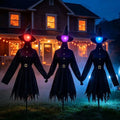 Halloween Glowing Witch Decor Set with Spooky Sound Garden Stakes - 3 Pack, 4.9 ft
