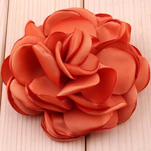Orange Satin Ribbon Flowers 10pcs for Crafts Wedding Bouquets & Decor