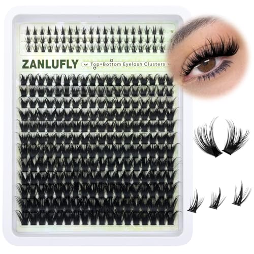 B-Wispy with Bottom Lashes Eyelash Clusters Set - Natural D-Curl 10-16mm, Reusable DIY Eyelash Extensions