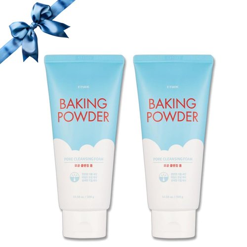ETUDE Baking Powder Pore Cleansing Foam 1+1 Set, Face Wash for Deep Dead Cells, Micro Sized Baking Powder to Clean Deep Inside Poer, Soft and Creamy Bubble, Korean Skin Care (21.16 Ounce, 300g*2)
