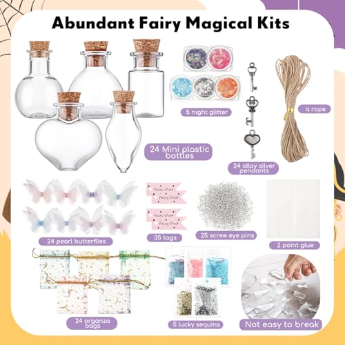 Fairy Magic Potion Kit with 24 Bottles for DIY Fairy Decorations and Party Crafts