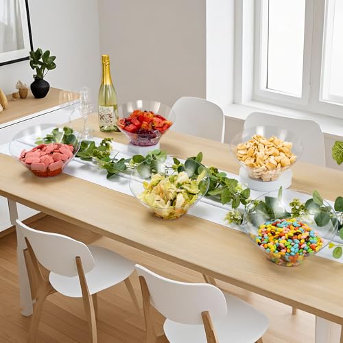 Clear Plastic Serving Bowls 54oz, 12 Pack - Angled Disposable Snack & Salad Bowls