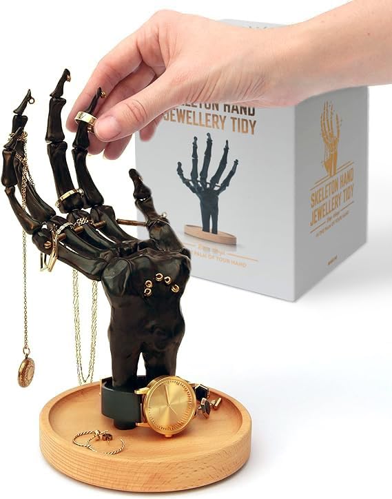 Skeleton Hand Jewelry Holder - Gothic Home Decor - Black Hand Variation