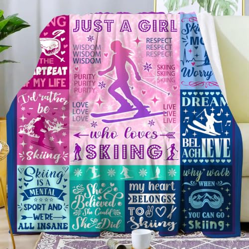 Skiing Blanket for Ski Lovers - Snowboarding Throw Blanket 60x50 Inches - Extreme Sports Gifts for Men Women Boys