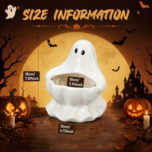 Halloween Ghost Candy Bowl Ceramic Ghost Dish for Snacks & Decor