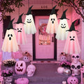 Pink Halloween Ghost Decorations Set - Outdoor Hanging LED Ghosts for Yard & Party
