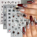 Halloween Nail Stickers 5D Self-Adhesive Spider Web & Rose Floral Decals - Style08