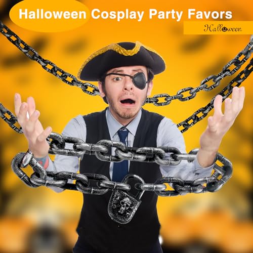 Halloween Fake Prison Chain Links with Lock 2-Pack – Plastic Costume Prop & Decoration
