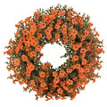 Fall Wreath for Front Door - Autumn Harvest Decor with Eucalyptus & Mums - Orange-3