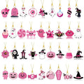 Pink Halloween Decorations Set - 36 Double-Sided Acrylic Hanging Ornaments with Gold Strings