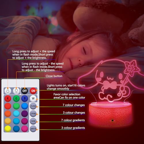 16-Color 3D Illusion Night Light Table Lamp with Touch & Remote Control