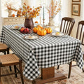 Vinyl Plaid Tablecloth 60x120 Inch Black and White Waterproof Stain-Resistant Rectangular