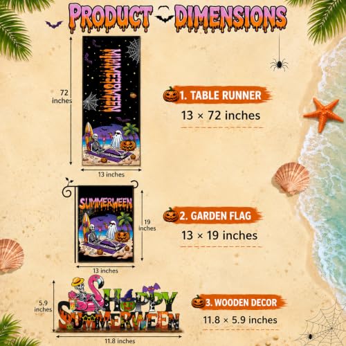 Summerween Decorations Set Tropical Gothic Halloween Party Decor for Indoor & Outdoor
