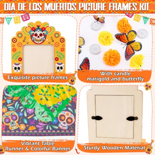 Dia De Los Muertos Picture Frame Set for Ofrenda Altar - Mexican Folk Art Decorations