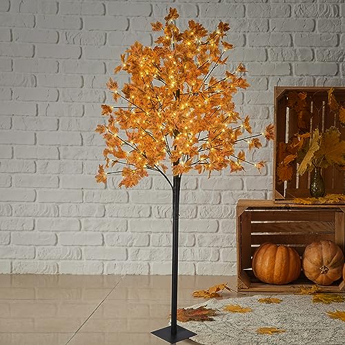 8FT Lighted Maple Tree with 264 LED Warm White Lights - Artificial Fall Decor