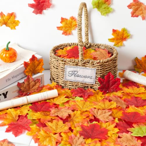 Fake Fall Leaves Foliage - 400pcs Maple Leaf Decor in Green - Autumn DIY Crafts & Decor